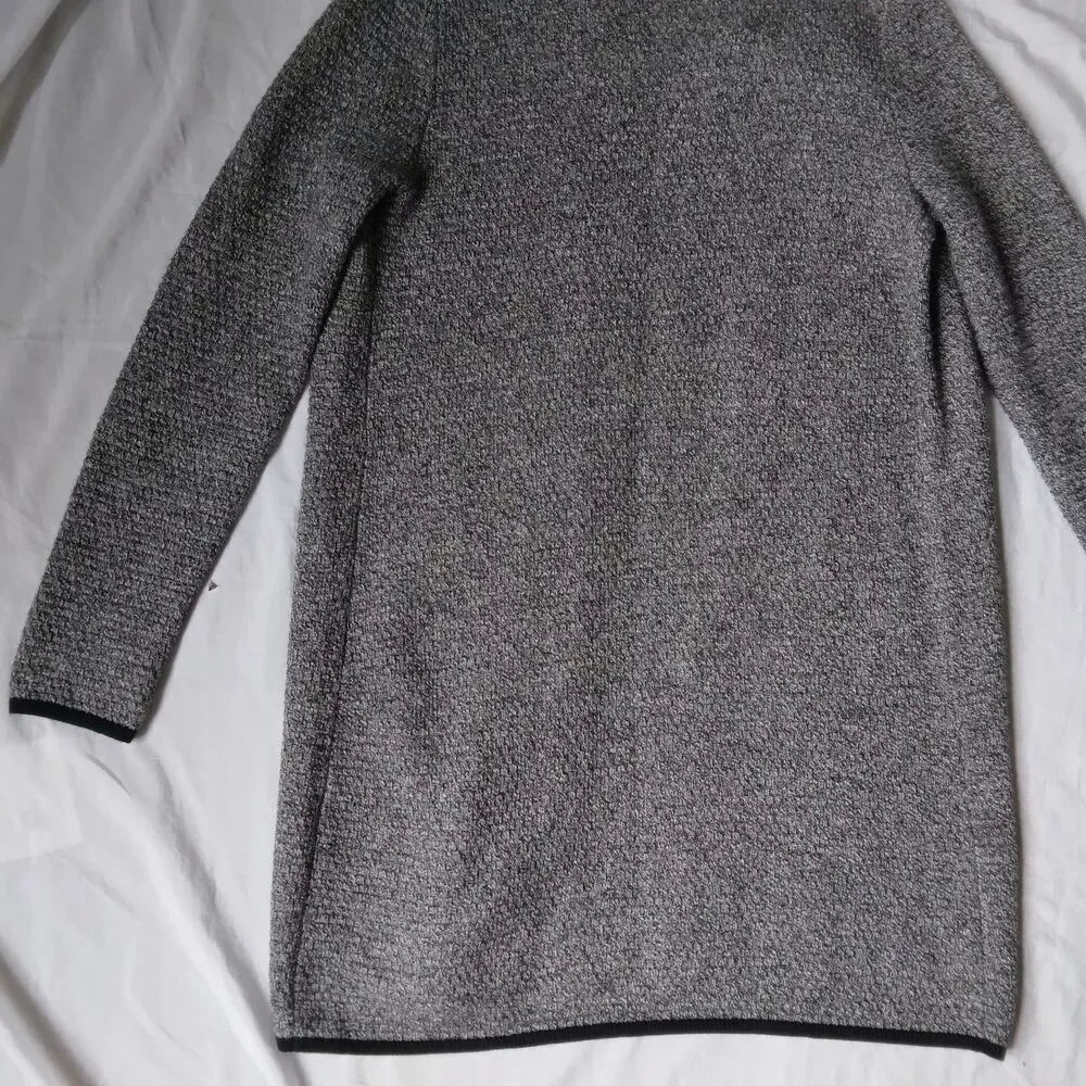 Talbots Cardigan Sweater Textured Open Front Marled Long Sleeve Black Gray XS - Picture 15 of 15